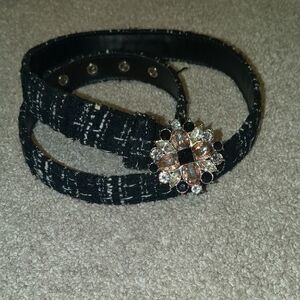 Liz Claiborne Black and White Belt with Jewel Accent